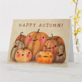 Happy Pumpkins - Niedliches Halloween Karte (Gelbe Blume)