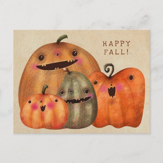 Happy Pumpkins - Niedliches Halloween Postkarte (Vorderseite)