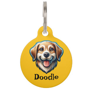 "Happy Pup Custom Tag - Name und Kontaktinformatio Haustiermarke