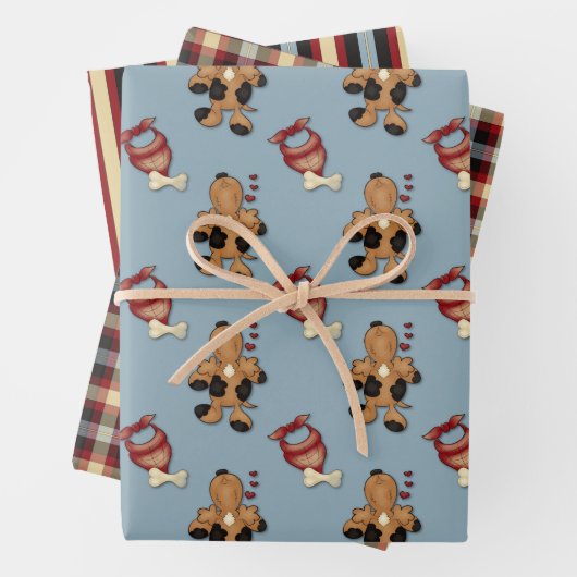 Happy Pup Doggie Liebe Wrapping Paper Geschenkpapier Set (Beispiel)
