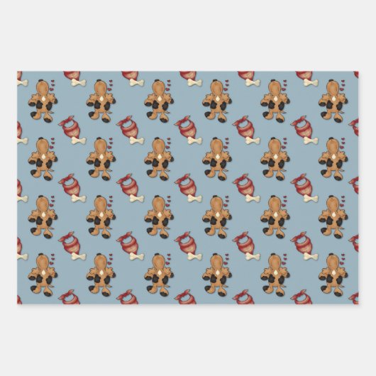 Happy Pup Doggie Liebe Wrapping Paper Geschenkpapier Set (Vorderseite)