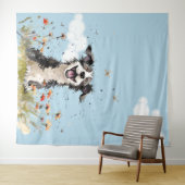 Happy Pup Wandteppich (Beispiel (Horizontal))