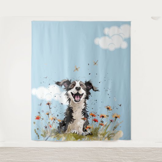 Happy Pup Wandteppich (Vorderseite)