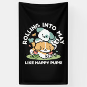 Happy Puppies Rolling in May - Kawaii Hund Kunst Banner (Vertikal)