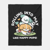 Happy Puppies Rolling in May - Kawaii Hund Kunst Fleecedecke (Vorderseite)