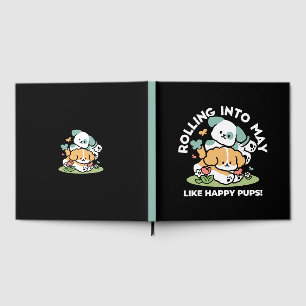 Happy Puppies Rolling in May - Kawaii Hund Kunst Gästebuch