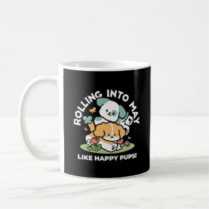 Happy Puppies Rolling in May - Kawaii Hund Kunst Kaffeetasse
