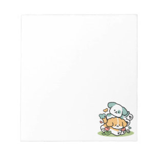 Happy Puppies Rolling in May - Kawaii Hund Kunst Notizblock
