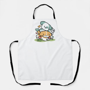 Happy Puppies Rolling in May - Kawaii Hund Kunst Schürze
