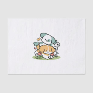 Happy Puppies Rolling in May - Kawaii Hund Kunst Seidenpapier