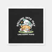 Happy Puppies Rolling in May - Kawaii Hund Kunst Serviette (Vorderseite)