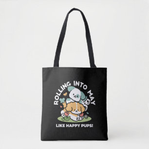 Happy Puppies Rolling in May - Kawaii Hund Kunst Tasche