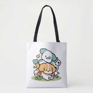Happy Puppies Rolling in May - Kawaii Hund Kunst Tasche