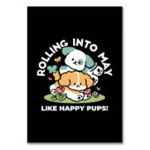 Happy Puppies Rolling in May - Kawaii Hund Kunst Tischnummer (Vorderseite)