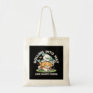 Happy Puppies Rolling in May - Kawaii Hund Kunst Tragetasche