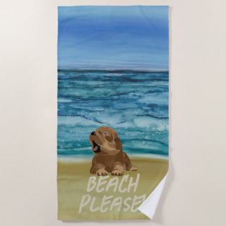 Happy Puppy Beach Handtuch