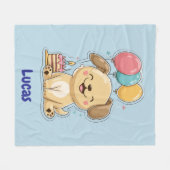 Happy Puppy, Boy, 1st Birthday Gift, Personalized  Fleecedecke (Vorderseite (Horizontal))