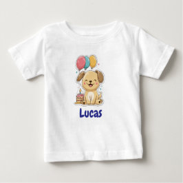 Happy Puppy, Boy, Let's Pawty, 1st Birthday  Baby T-shirt