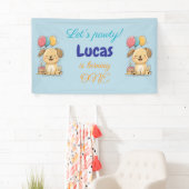 Happy Puppy, Boy, Let's Pawty, 1st Birthday Banner (Insitu)