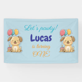 Happy Puppy, Boy, Let's Pawty, 1st Birthday Banner