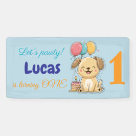 Happy Puppy, Boy, Let's Pawty, 1st Birthday Banner
