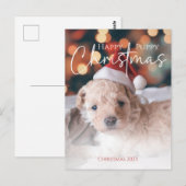 Happy Puppy Christmas Foto Postkarte (Vorne/Hinten)