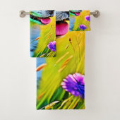Happy Puppy Meadow Design Badhandtuch Set (Insitu)