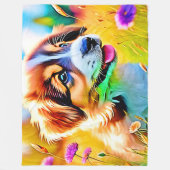 Happy Puppy Meadow Design Fleecedecke (Vorderseite)