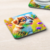 Happy Puppy Meadow Design Getränkeuntersetzer (Linke Seite)