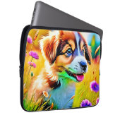Happy Puppy Meadow Design Laptopschutzhülle (Vorne Rechts)