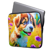 Happy Puppy Meadow Design Laptopschutzhülle (Vorderseite Links)