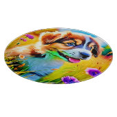 Happy Puppy Meadow Design Schneidebrett (Ecke)
