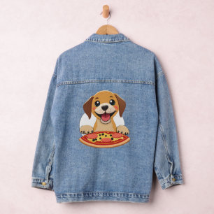Happy Puppy mit einer köstlichen Pizza Jeansjacke