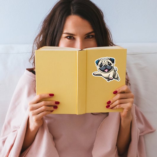 Happy Puppy Mops Jumping Aufkleber