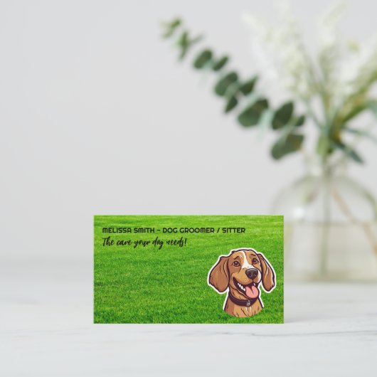 Happy Puppy | Park Grass | Hundepaws Visitenkarte (Stehend Vorderseite)