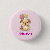 Happy Puppy Pawty, 1st Birthday, Personalized Button (Vorderseite)