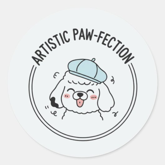 Happy Puppy Poodle Dog Portrait Illustration Runder Aufkleber (Vorderseite)