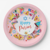 Happy Purim Basket Gifts, Decoration, Ornaments Pappteller (Vorderseite)