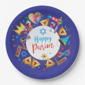 Happy Purim Basket Gifts, Decoration, Ornaments Pappteller (Vorderseite)