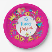 Happy Purim Basket Gifts, Decoration, Ornaments Pappteller (Vorderseite)