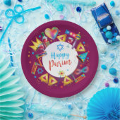 Happy Purim Basket Gifts, Decoration, Ornaments Pappteller (Party)