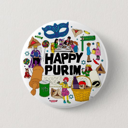 Happy Purim Button (Vorderseite)
