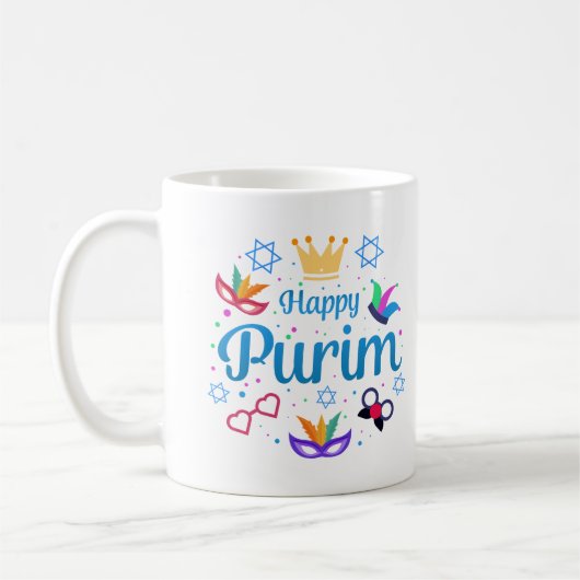Happy Purim - Chag Purim Sameach Kaffeetasse (Links)