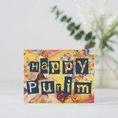 Happy Purim Colorful Jewish Holiday Postkarte (Stehend Vorderseite)