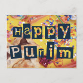 Happy Purim Colorful Jewish Holiday Postkarte (Vorderseite)