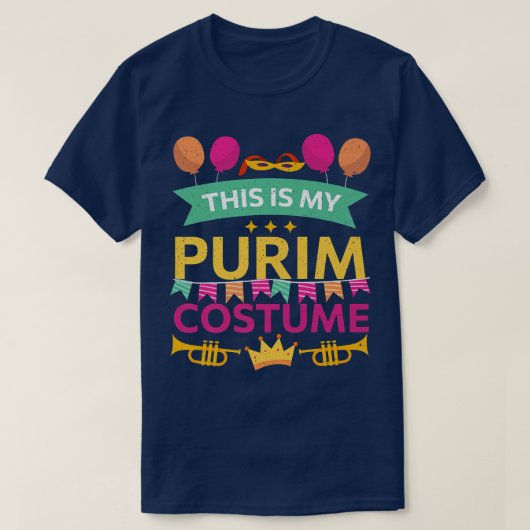 Happy Purim Costume Idea Cute Mask Hebrew Jewish H T-Shirt (Design vorne)