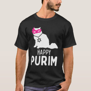 Happy Purim Costume Idee Funny Cat Hebrew Jüdisch T-Shirt