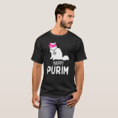 Happy Purim Costume Idee Katze Hebräisch Jüdisches T-Shirt (Vorne ganz)