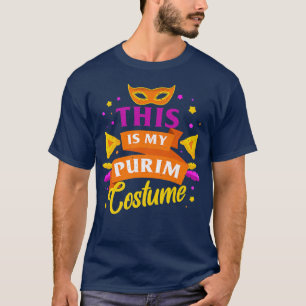 Happy Purim Costume Idee Niedliche Maske Hebräisch T-Shirt