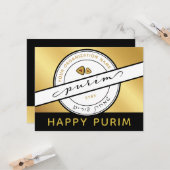 Happy Purim Custom Promotions Fundraising Card Karte (Vorderseite/Rückseite Beispiel)